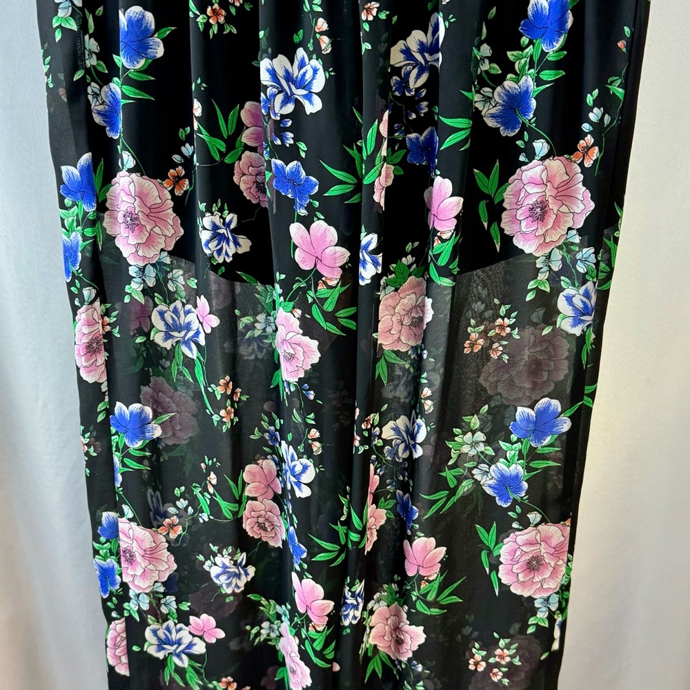 Torrid Floral Black Flowy Wide Leg Sheer Pants with Built‎ in Shorts Size 00 M/L - Picture 8 of 12